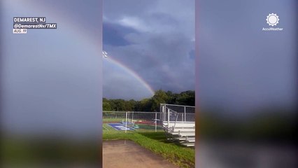 Radiant rainbow illuminates New Jersey sky after storm