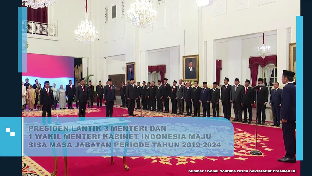 Presiden Jokowi Lantik 3 Menteri dan 1 Wakil Menteri Kabinet Indonesia Maju di Sisa Masa Jabatan Tahun 2019-2024