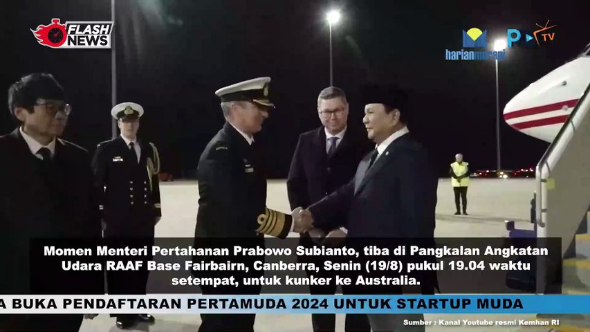 Prabowo Tiba di Pangkalan Angkatan Udara RAAF Base Fairbairn, Canberra untuk Lakukan Kunker ke Australia