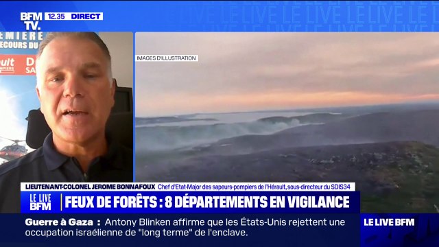 Feux de forêts: Le vent reste l'ennemi numéro un , explique le Lieutenant-Colonel Jérôme Bonnafoux (chef d'État-Major des sapeurs-pompiers de l'Hérault)