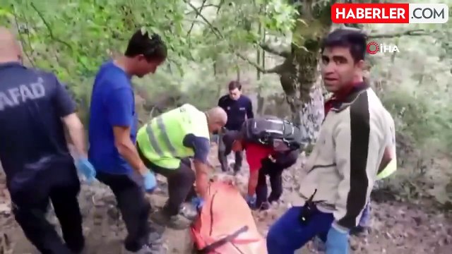 İş makinesi uçuruma yuvarladı, operatör can verdi