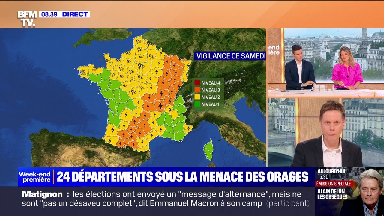 Orages: 24 départements des Pyrénées au Nord-Est en vigilance orange ce samedi