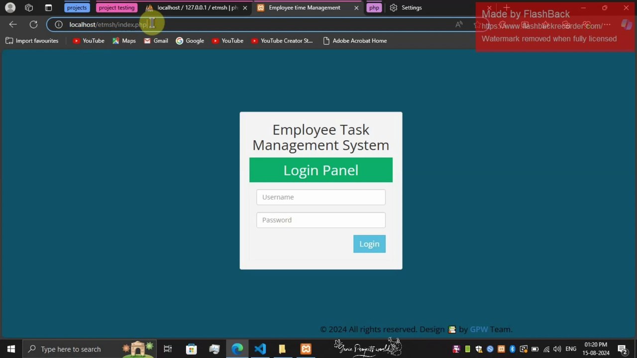 Employee Task Management system php project