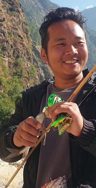 Hook and Rod Fishing | Angling with Bamboo Stick in Nepal |