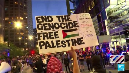 Pro-Palestinian protesters clash with police near Chicago's Israeli consulate on second night of DNC