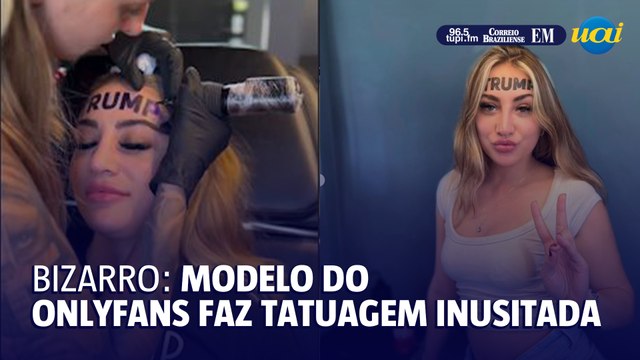 Modelo do OnlyFans tatua nome Donald Trump na testa