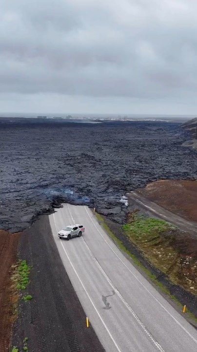 Big Part Of The Main Road To Garindavik is Covered Under Lava After The Newest Eruption Which Is Still Ongoing In Iceland...!!