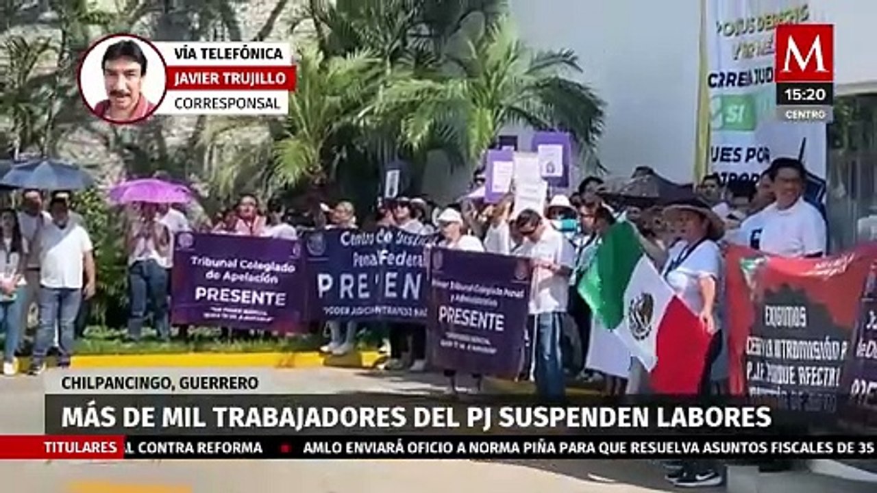 Mil 100 trabajadores del PJF en Acapulco, Iguala y Chilpancingo se suman al paro de labores