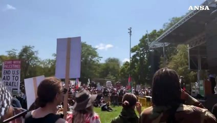 Convention dem a Chicago, manifestanti pro-Palestina a Union Park