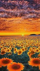  Dive into this breathtaking sunflower field at sunset!✨