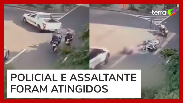 Policial reage a assalto no RJ e dispara caído no chão contra criminosos