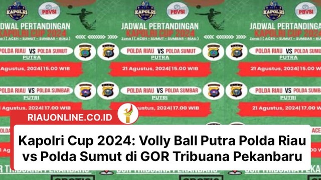 Kapolri Cup 2024 Volly Ball Putra Polda Riau vs Polda Sumut di GOR Tribuana Pekanbaru