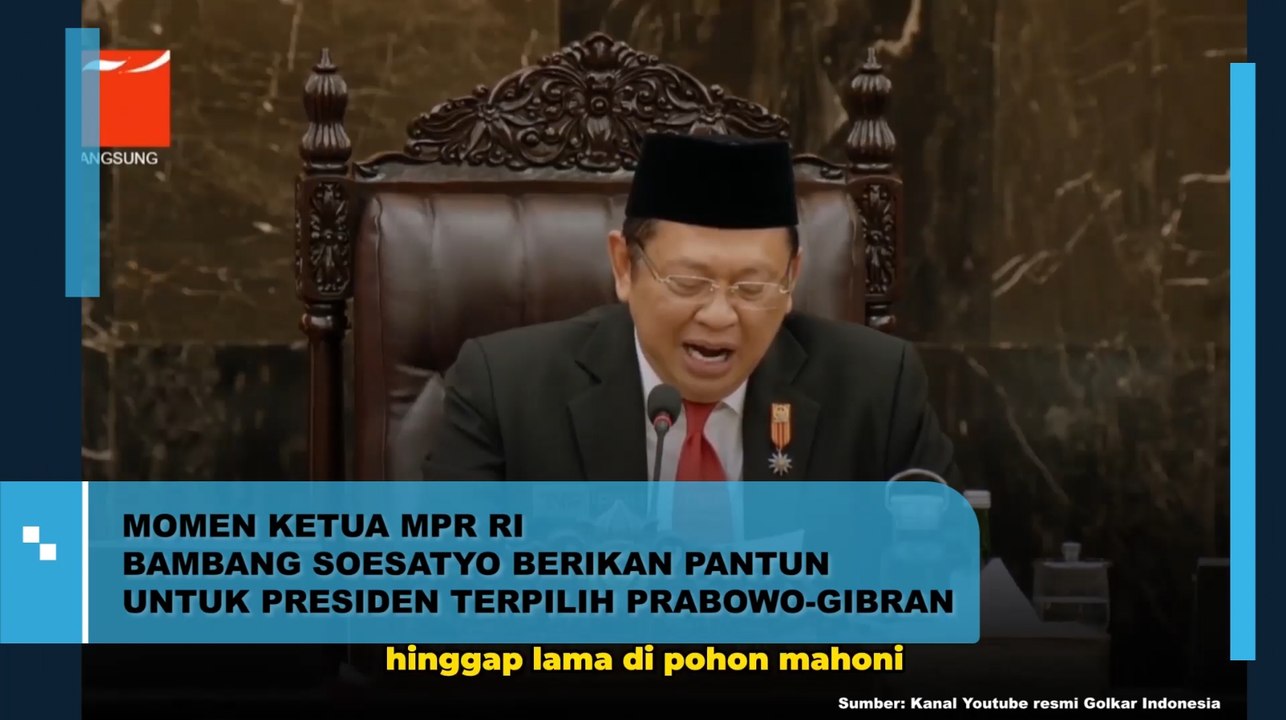 Momen Ketua MPR RI Bambang Soesatyo Berikan Pantun Untuk Presiden Terpilih Prabowo-Gibran