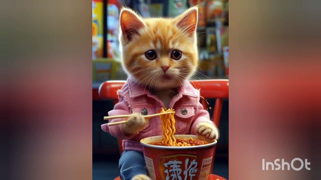 Cute cat like noodles # cute cat # noodles