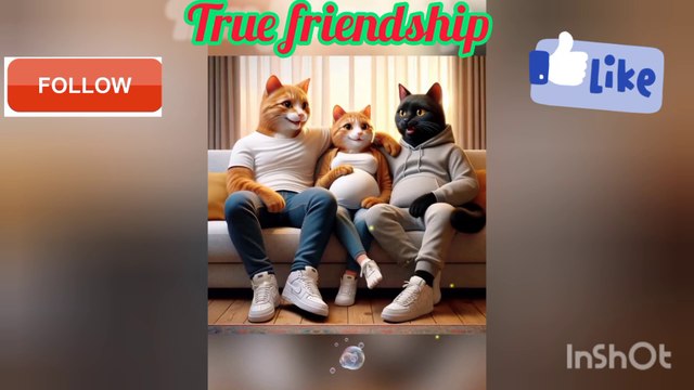 Cute cats true friendship # cats # brown cat# black cat#