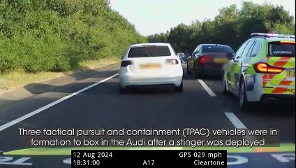 Dramatic footage shows reckless Audi driver get boxed in by police