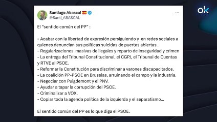 Abascal lamenta que el PP se una a la cruzada del Gobierno contra la libertad de expresión en redes