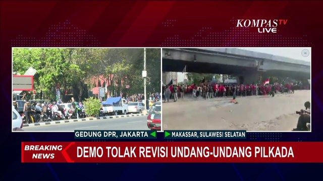 Terlihat Kepulan Asap, Ini Kondisi Unjuk Rasa Tolak Revisi UU Pilkada di Makassar!