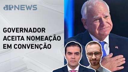 Democrata Tim Walz é oficializado candidato a vice de Kamala; Neitzke e Vilela comentaram