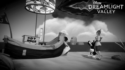 Le passé et le présent Disney Dreamlight Valley : Trouver les trésors et sortir de l'île en noir et blanc