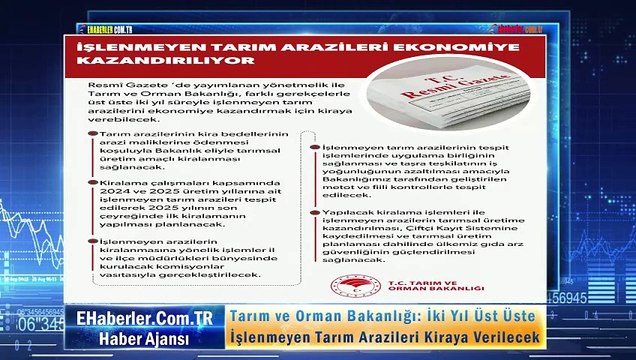 Tarım ve Orman Bakanlığı: İki Yıl Üst Üste İşlenmeyen Tarım Arazileri Kiraya Verilecek