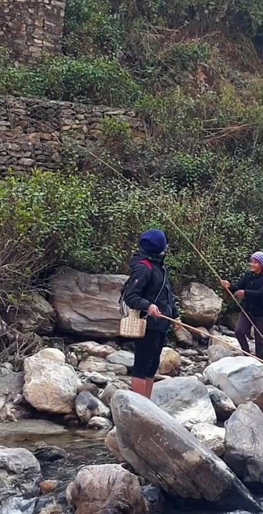Hook and Rod Fishing in Nepal | Himalayan Trout Fishing | Angling with Bamboo Stick |