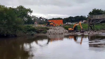 Demolition under way on Preston's old tram bridge