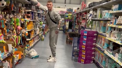 Display items get knocked over in store after boy's football flip goes wrong