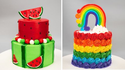 How To Make Cake For Your Coolest Family Members - Yummy Birthday Cake Hacks, Rainbow, Watermelon