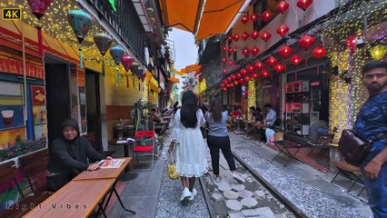 Walking on TRAIN TRACKS in Vietnam (Hanoi) - MUST SEE