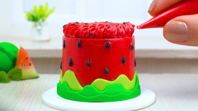 Cute Miniature Watermelon Birthday Cake Satisfying Miniature Watermelon Cake Decorating