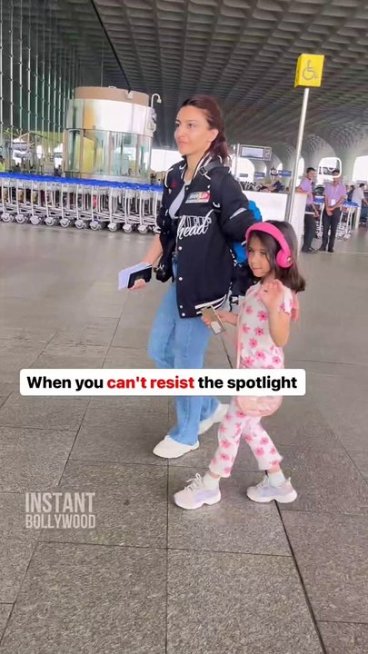 Soha's daughter shines as she happily strikes poses for the paparazzi at the Airport.
