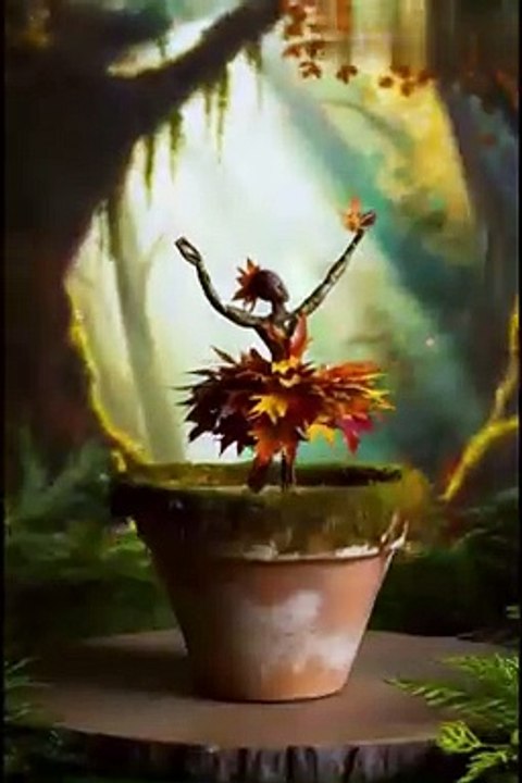 Magical Leaves Transformation_ Watch Leaves Turn into a dancing girl! #creativeanimation
