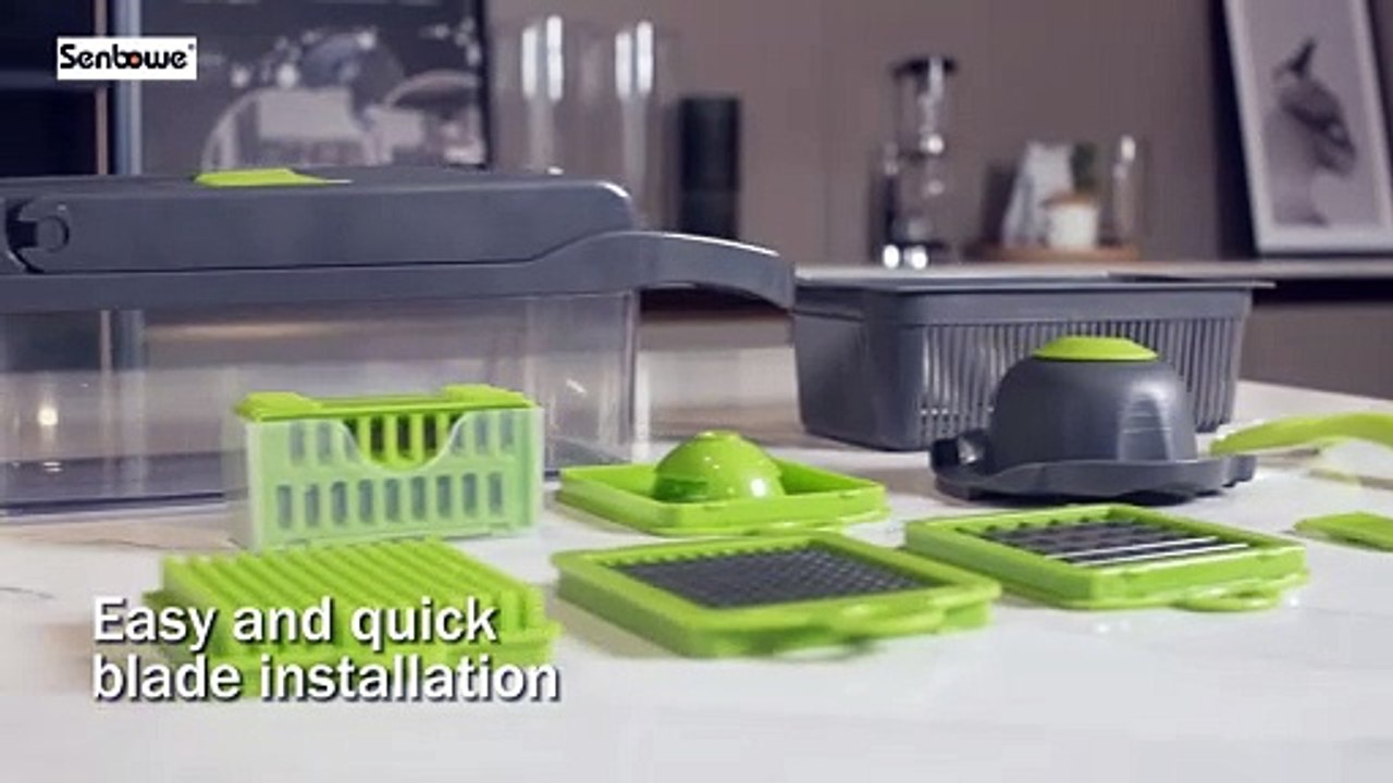 SENBOWE 13-in-1 Multifunctional Vegetable Chopper| Designed to handle hard vegetables & fruits with ease| Superior Quality| 8 Interchangeable Blades| Easy to Clean| Time Saver