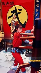 Martial arts girl's pile driving practice, the perfect combination of strength and beauty!