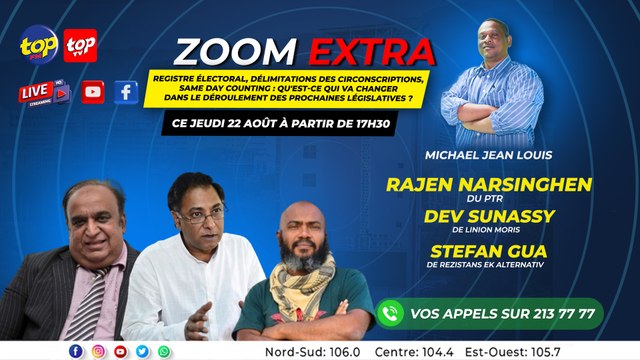 Zoom Extra: Michael Jean Louis reçoit Rajen Narsinghen, Dev Sunassy et Stefan Gua
