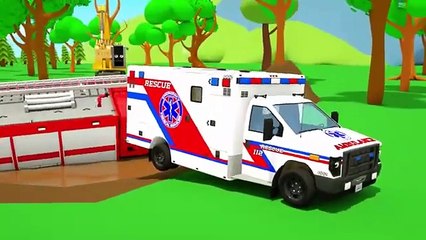 Rain Rain Go Away - Firetruck and ambulance stuck in a large puddle-Baby Nursery Rhymes & Kids Songs