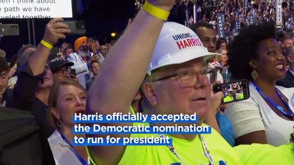 Kamala Harris stands by Ukraine and NATO as she accepts Democratic nomination