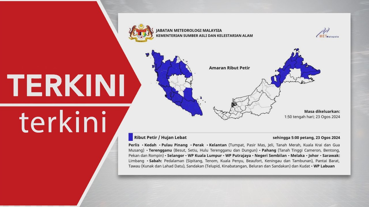 [TERKINI] Amaran ribut petir di Sabah, Sarawak, Labuan dan Semenanjung