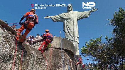 WATCH: Expert climbers clean the site of the Christ the Redeemer statue