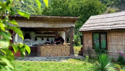 It's a Unique Way to Cook Fresh Trout! Outdoors Cooking in a Quiet Village in Azerbaijan