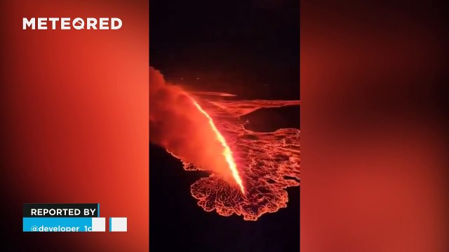Impressive eruption of the Sundhnúkur volcano in Grindavík, Iceland