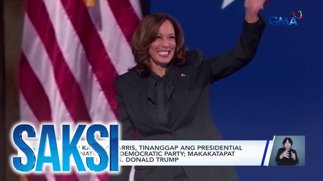 US VP Kamala Harris, tinanggap ang presidential nomination ng Democratic party; makakatapat si dating US pres. Donald Trump | Saksi