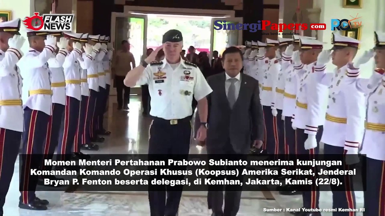 Menhan Praboeo Terima Kunjungan KOmandan Komando Operasi Khusus (KOOPSUS) Amerika Serikat Bahas Perkuatan Kemitraan