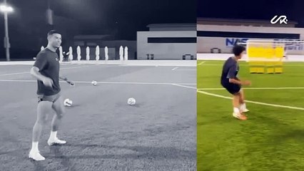 Cristiano Jr. dares to challenge me... with a freekick!