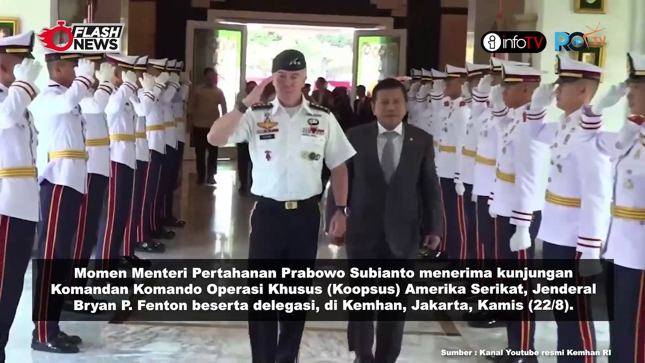MENHAN PRABOWO TERIMA KUNJUNGAN KOMANDAN KOMANDO OPERASI KHUSUS (KOOPSUS) AMERIKA SERIKAT BAHAS PERKUATAN KEMITRAAN