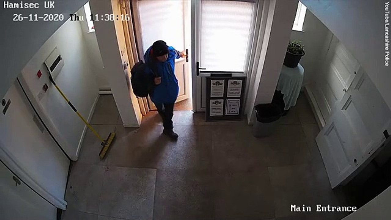 Moment escaped prisoner arrives at soup kitchen with homemade bombs