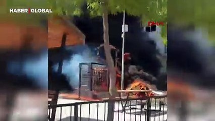 Çocuk oyun parkında yangın: Birçok mahalleden görüldü