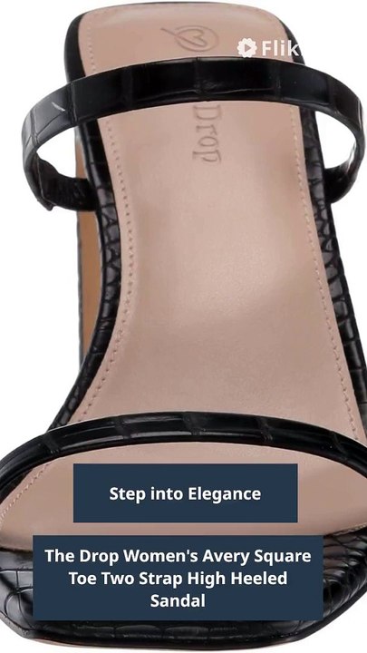 The Drop Women's Avery Square Toe Two Strap High Heeled Sandal