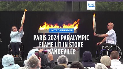 Paralympians light the flame at the birthplace of the games in England